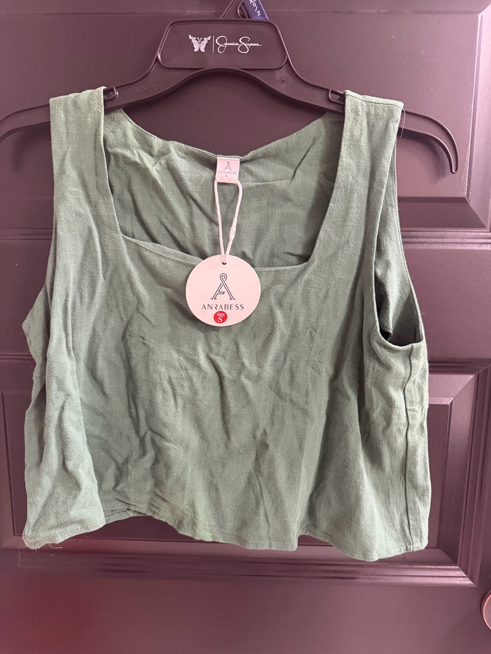 ANRABESS Sage Green Linen Blend 2 Piece Tank Shorts Set S